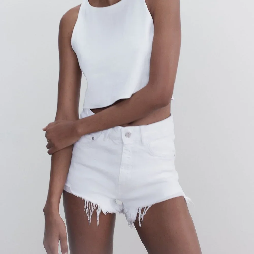 NWT Zara US 6 Whiskey Hi Rise Denim Shorts - Picture 2 of 3